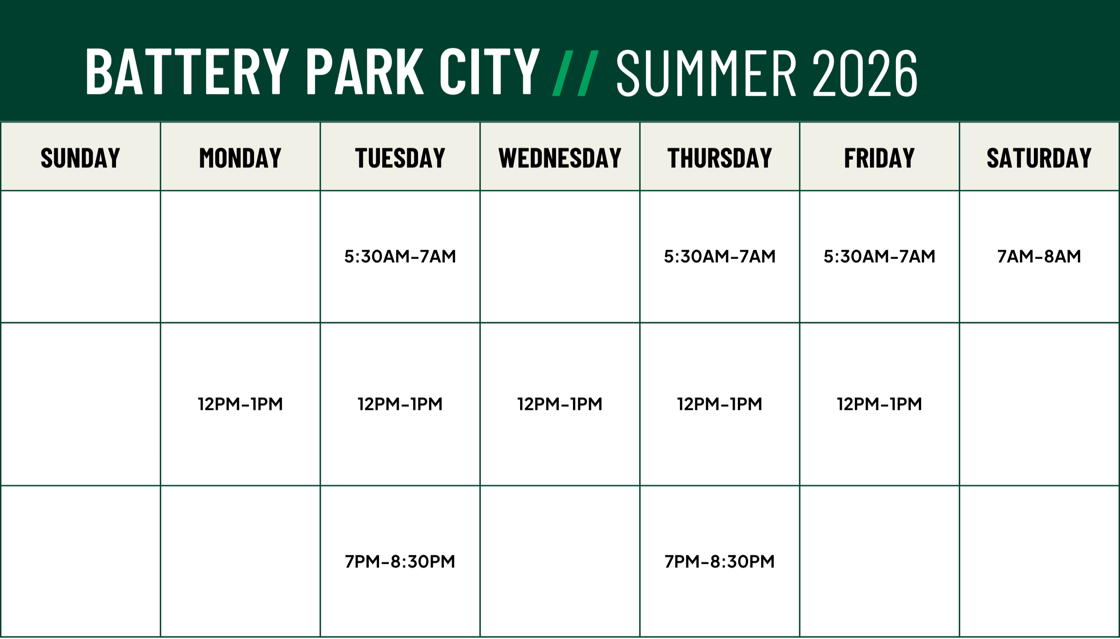 AGUA Masters Battery Park City Practice Schedule SUMMER 2026-1-1