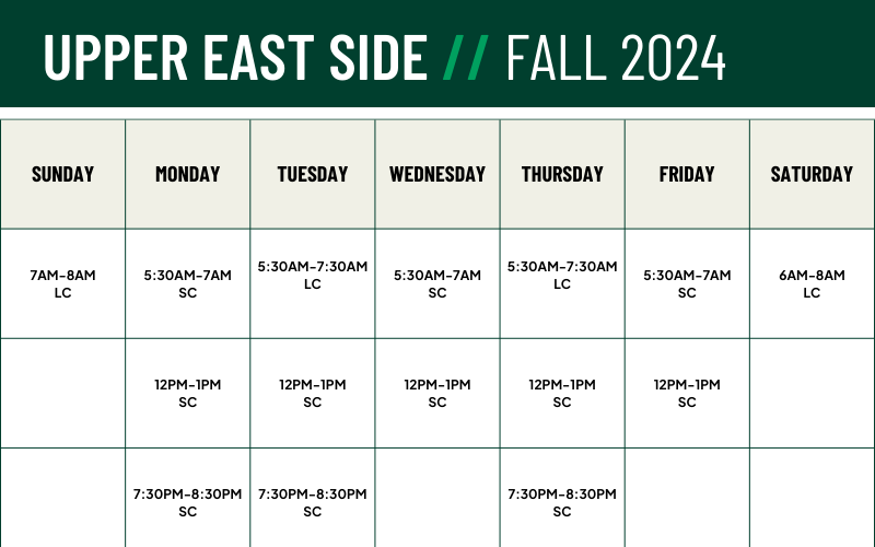 AGUA Masters UES Fall 2024 Practice Schedule