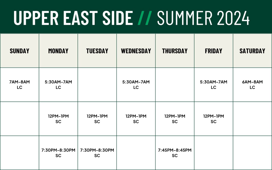 AGUA Masters UES Summer 2024 Practice Schedule