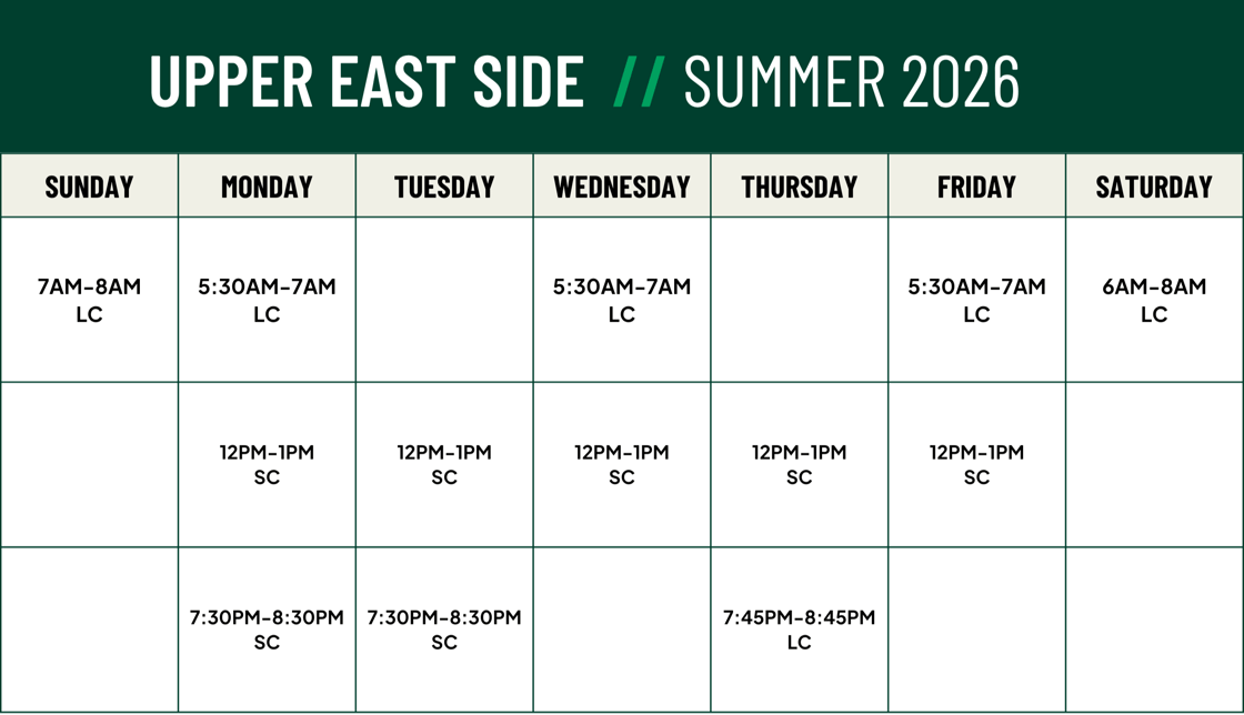 AGUA Masters Upper East Side Practice Schedule SUMMER 2026-1