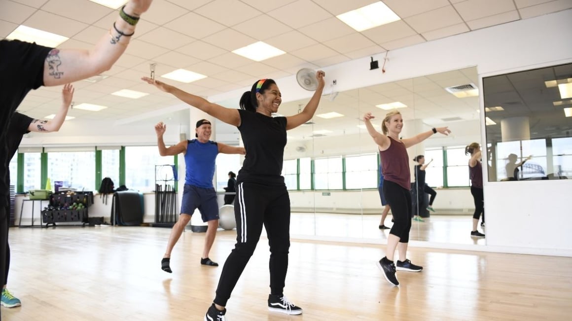 Asphalt Green group exercise goers in a studio