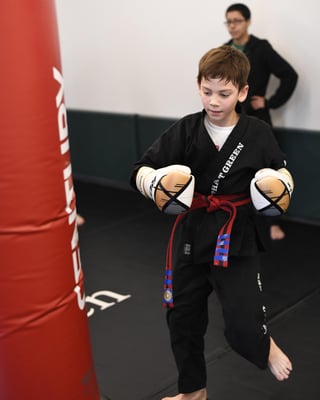 Kid practicing martial arts